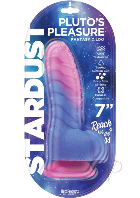 Stardust Pluto's Pleasure Silicone Dildo with Suction Cup 7in - Pink/Purple