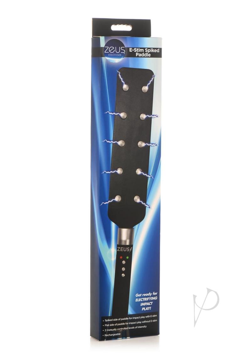 Zeus Electrosex E-Stim Spiked Paddle - Black/Silver