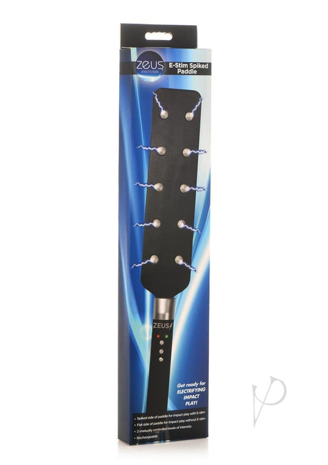 Zeus Electrosex E-Stim Spiked Paddle - Black/Silver