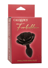 Forbidden Rose Silicone Anal Plug - Small - Black