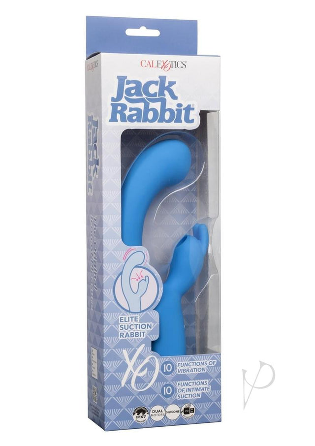 Jack Rabbit Elite Suction Rabbit Rechargeable Silicone Vibrator with Clitoral Stimulator - Blue