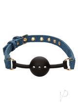 Ride `em Premium Denim Collection Ball Gag - Blue