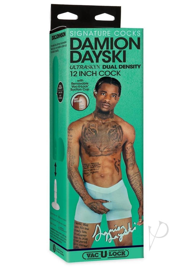 Signature Cocks Ultraskyn Damion Dayski Dildo with Removable Suction Cup 12in - Chocolate