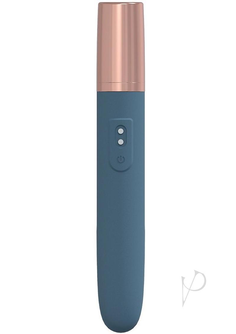 LoveLine The Traveler Rechargeable 10 Speed Travel Vibrator - Blue - Holds Lubricant