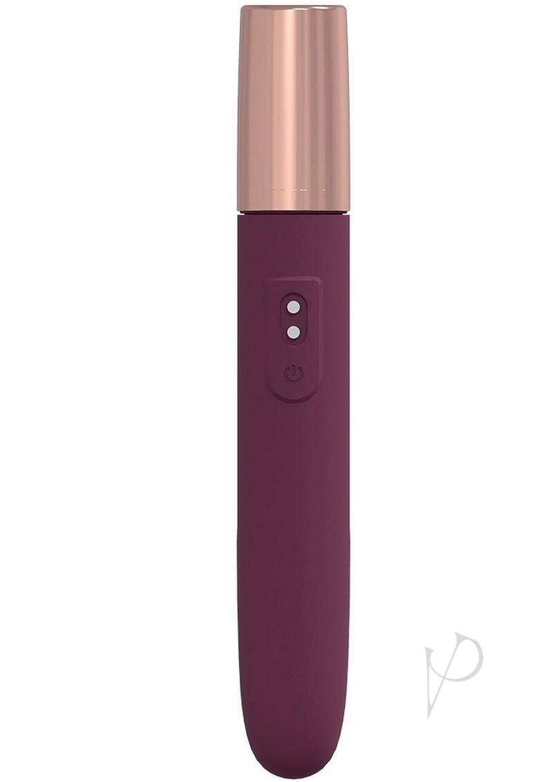 LoveLine The Traveler Rechargeable 10 Speed Travel Vibrator - Burgundy - Holds Lubricant