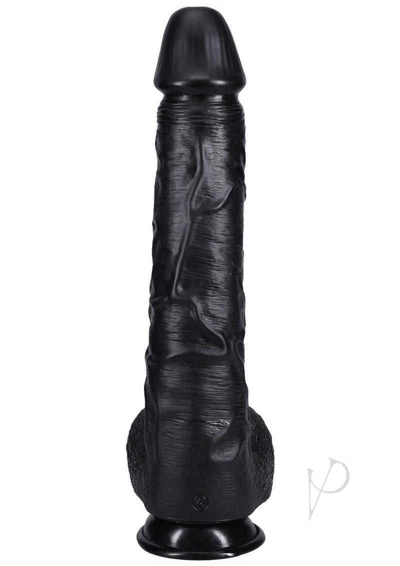 RealRock Ultra Realistic Skin Extra Large Straight Dildo with Balls and Suction Cup 15in - Black