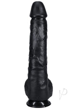 RealRock Ultra Realistic Skin Extra Large Straight Dildo with Balls and Suction Cup 15in - Black