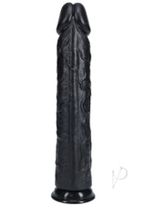 RealRock Ultra Realistic Skin Extra Large Straight Dildo with Suction Cup 14in - Black