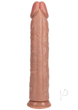 RealRock Ultra Realistic Skin Extra Large Straight Dildo with Suction Cup 14in - Caramel
