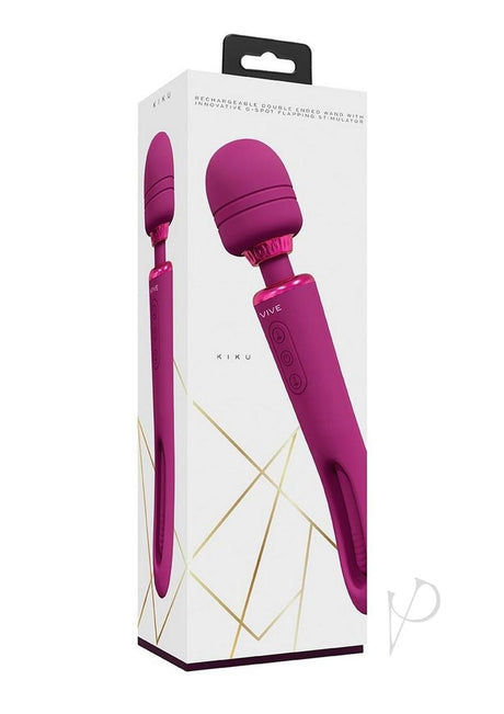 Vive Kiku Rechargeable Double Ended Wand with G-Spot Stimulator - Pink