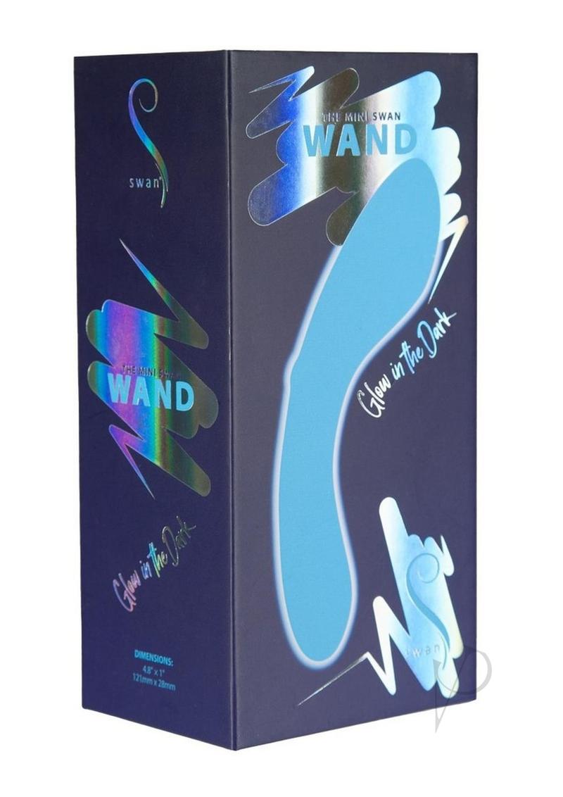 Swan Mini Swan Wand Rechargeable Silicone Glow in the Dark Massager - Blue