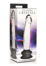 Pleasure Crystals Glass Dildo with Silicone Base 7.6in - Clear/Black