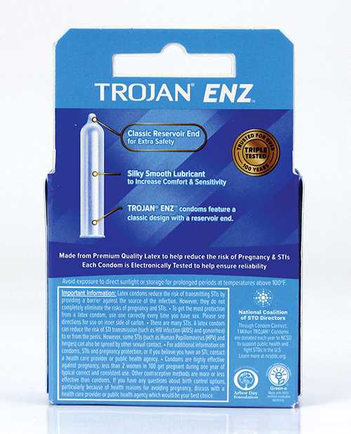 Trojan Condom Enz Lubricated 3 Pack