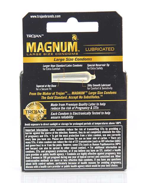 Trojan Condom Magnum Large Size Lubricated 3 Pack