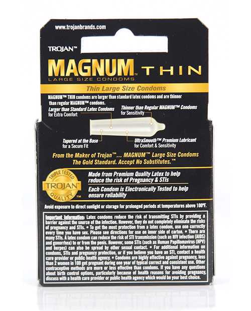 Trojan Condom Magnum Thin Large Size Lubricated 3 Pack