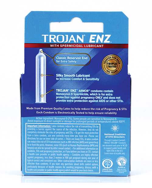 Trojan Enz Condom with Spermicidal Lubricant (3 pack)