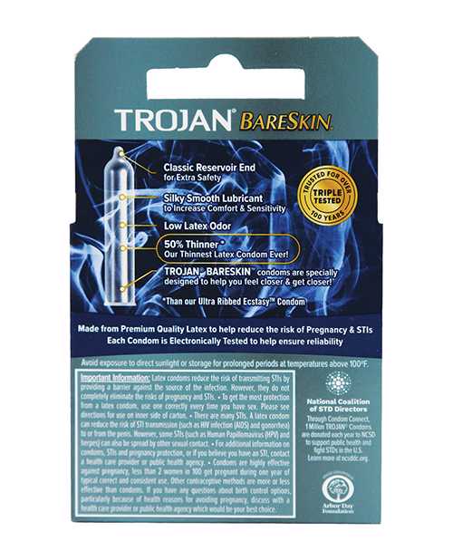 Trojan Bareskin Premium Lubricated Latex Condoms 3-Pack