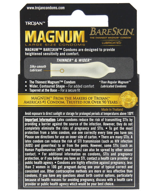 Trojan Magnum Bareskin Lubricated Latex Condoms 3-Pack Large