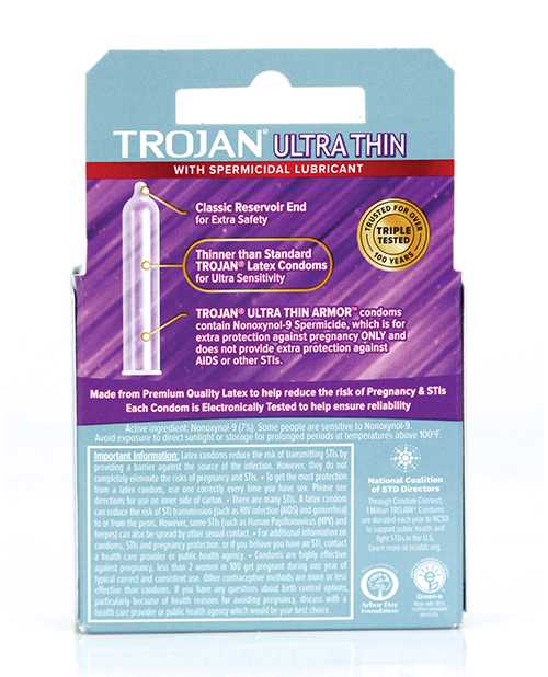 Trojan Ultra Thin Armor Spermicide Condom 3 Pack