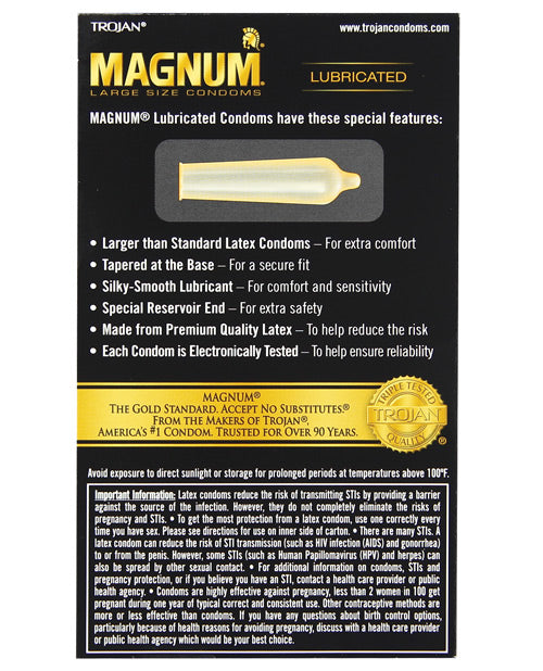 Trojan Condom Magnum Large Size Lubricated 12 Pack