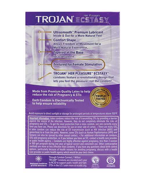 Trojan Her Pleasure Ecstasy Condoms - Box of 10