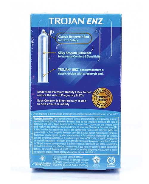 Trojan Enz Lubricated Condoms - Box of 12