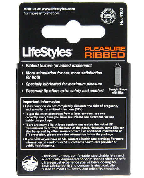 Lifestyles Condom Ribbed Pleasure Lubricated 3 Pack