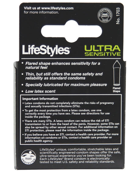 Lifestyles Condom Ultra Sensitive Lubricated 3 Pack