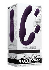 Share The Love Rechargeable Silicone Dual Vibrator - Purple