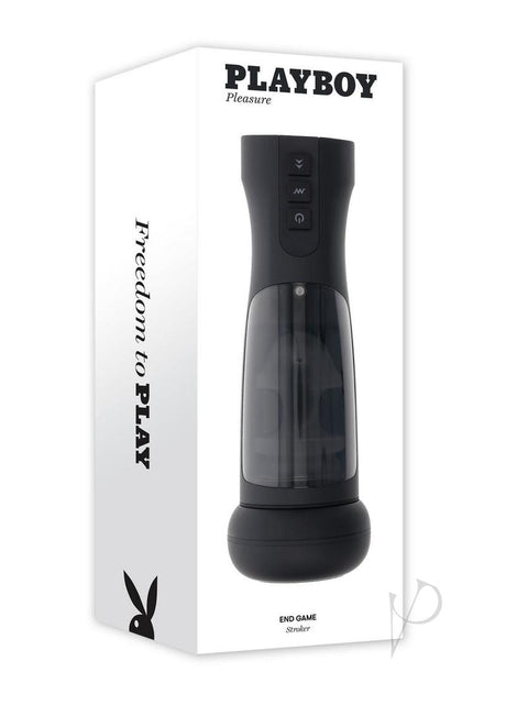 Playboy End Game Rechargeable Warming Stroker with UV Stand - Black