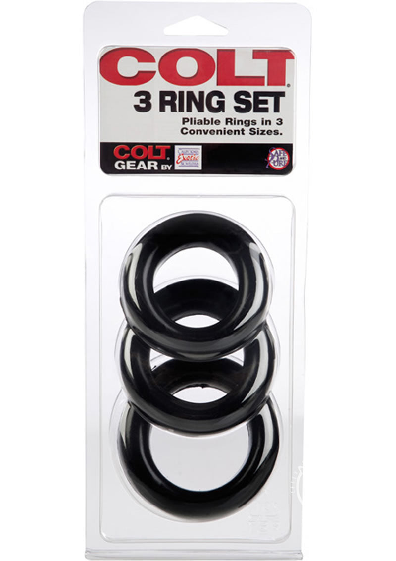 COLT 3 Ring Set Cock Rings - Black