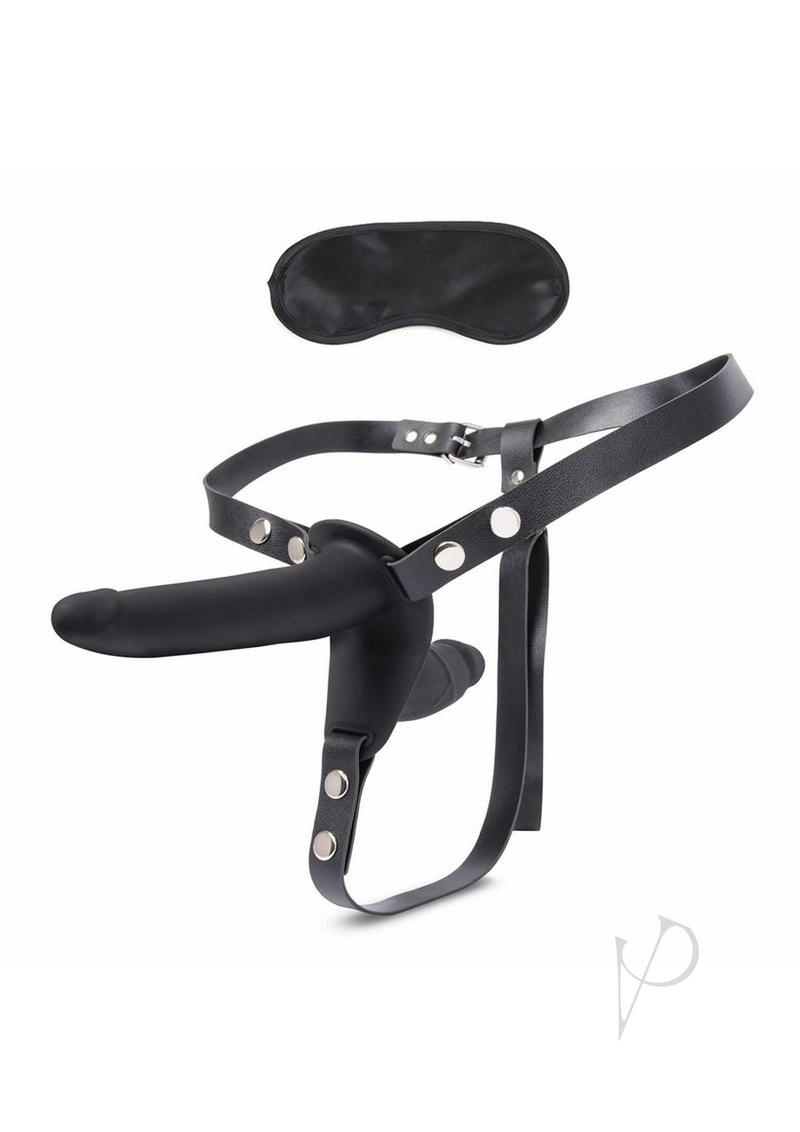 Lux Fetish Silicone Strap-On Harness - Black