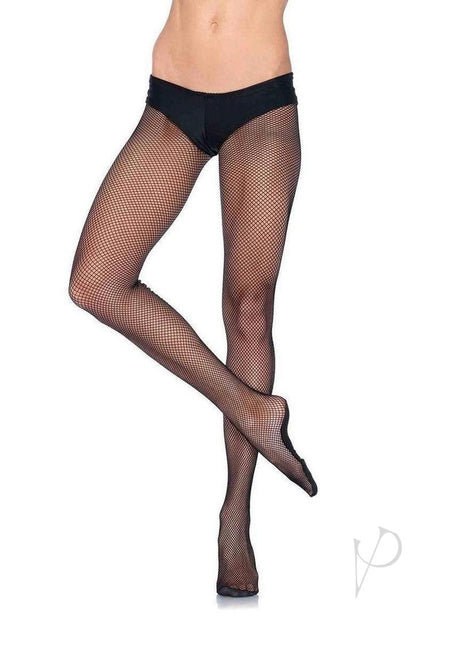 Leg Avenue Professional Fishnet Tights with Nylon/Cotton Sole, No-Roll Waist Band - C/D - Black