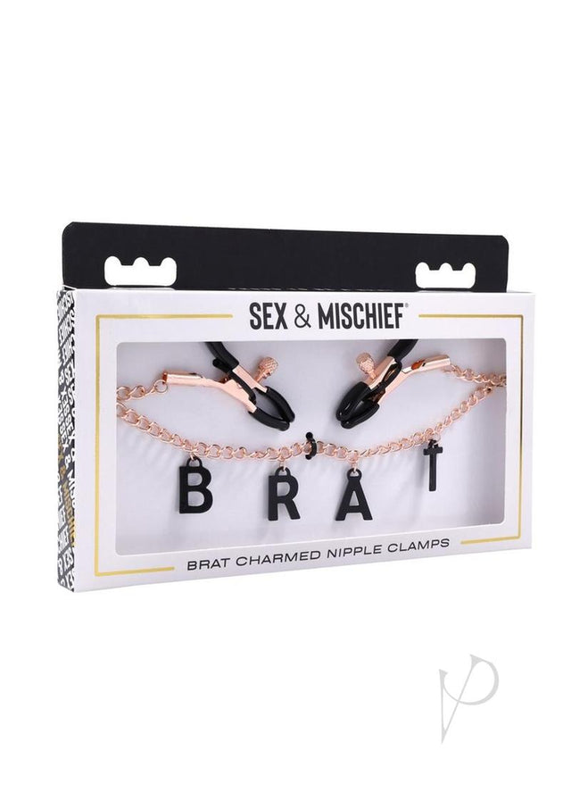 Sex and Mischief Brat Charm Nipple Clamp - Rose Gold/Black