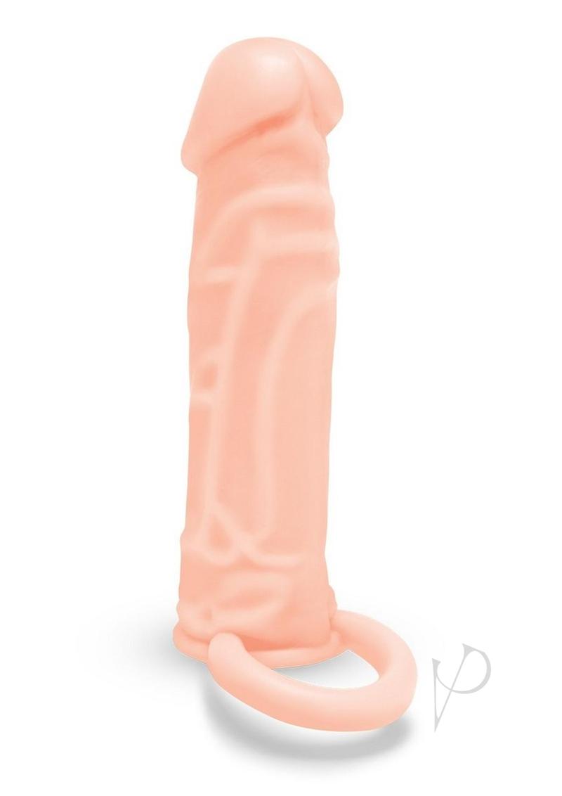 Size Up Silicone Realistic Penis Extender with Ball Loop 1in - Vanilla