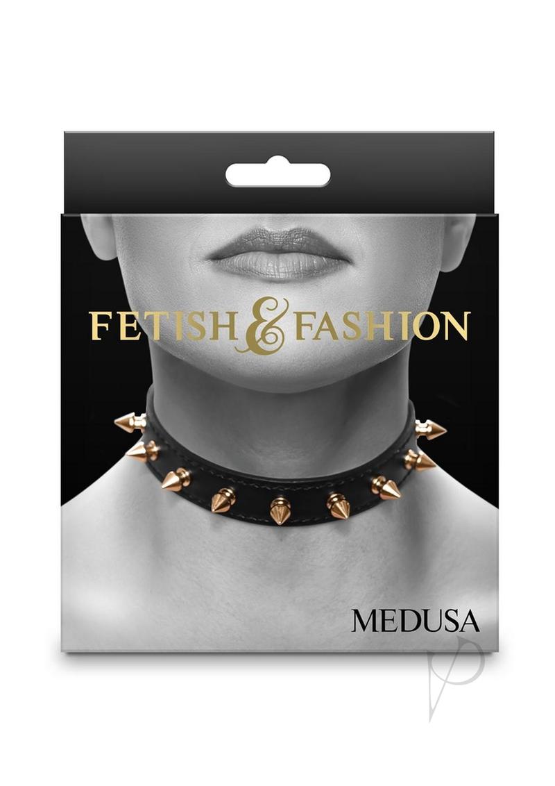 Fetish and Fashion Medusa Collar - Black/Gold