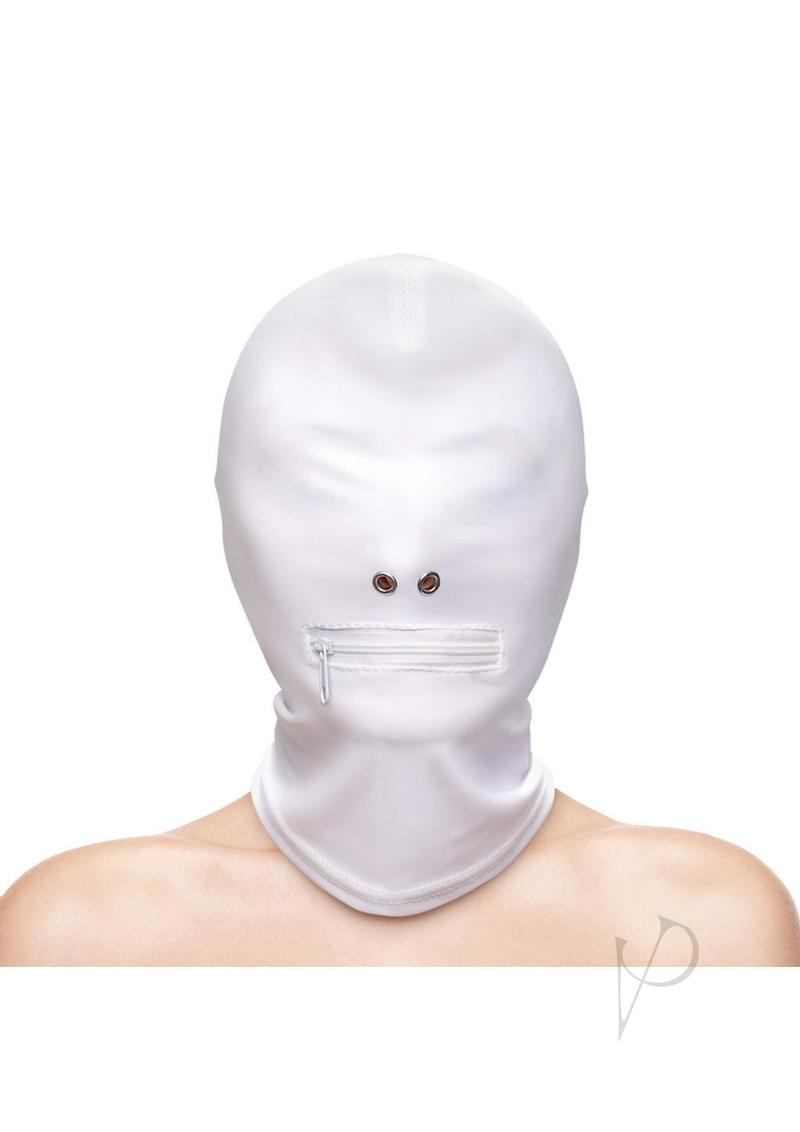 Fetish and Fashion Zippered Mouth Hood - White