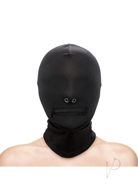 Fetish and Fashion Zippered Mouth Hood - Black