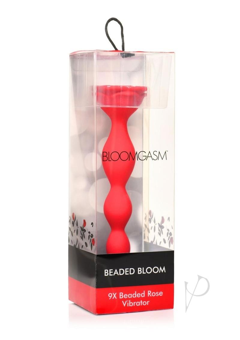 Bloomgasm Beaded Bloom 9X Rechargeable Silicone Beaded Rose Anal Vibrator - Red