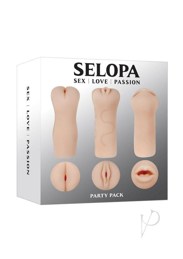 Selopa Party Pack Oral, Vaginal and Anal Strokers (3 per Pack) - Vanilla