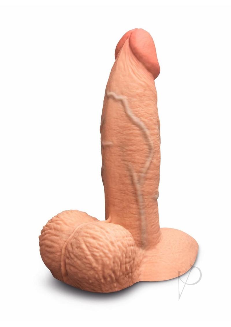 B-Vibe Slipskin Realistic Silicone Girthy Dildo 6in - Caramel