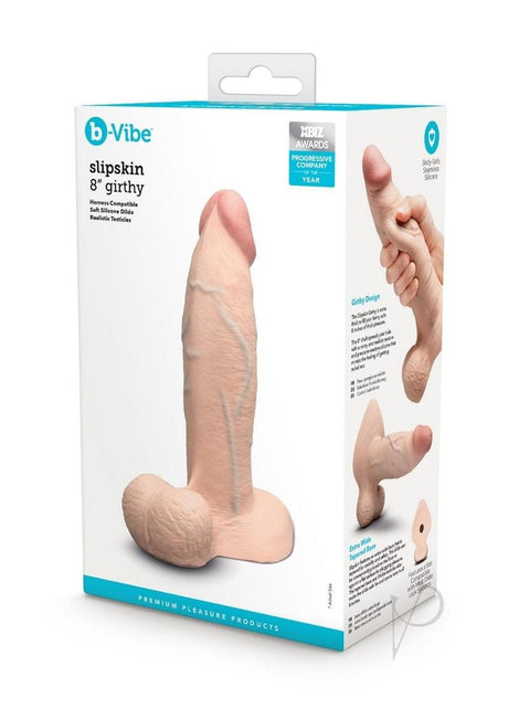B-Vibe Slipskin Realistic Silicone Girthy Dildo 8in - Vanilla
