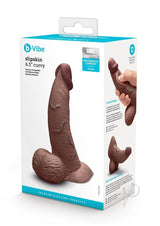 B-Vibe Slipskin Realistic Silicone Curved Dildo 6.5in - Chocolate