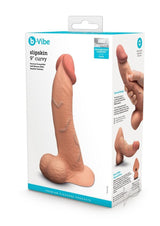 B-Vibe Slipskin Realistic Silicone Curved Dildo 9in - Caramel
