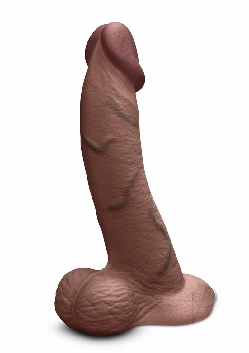 B-Vibe Slipskin Realistic Silicone Curved Dildo 10in - Chocolate