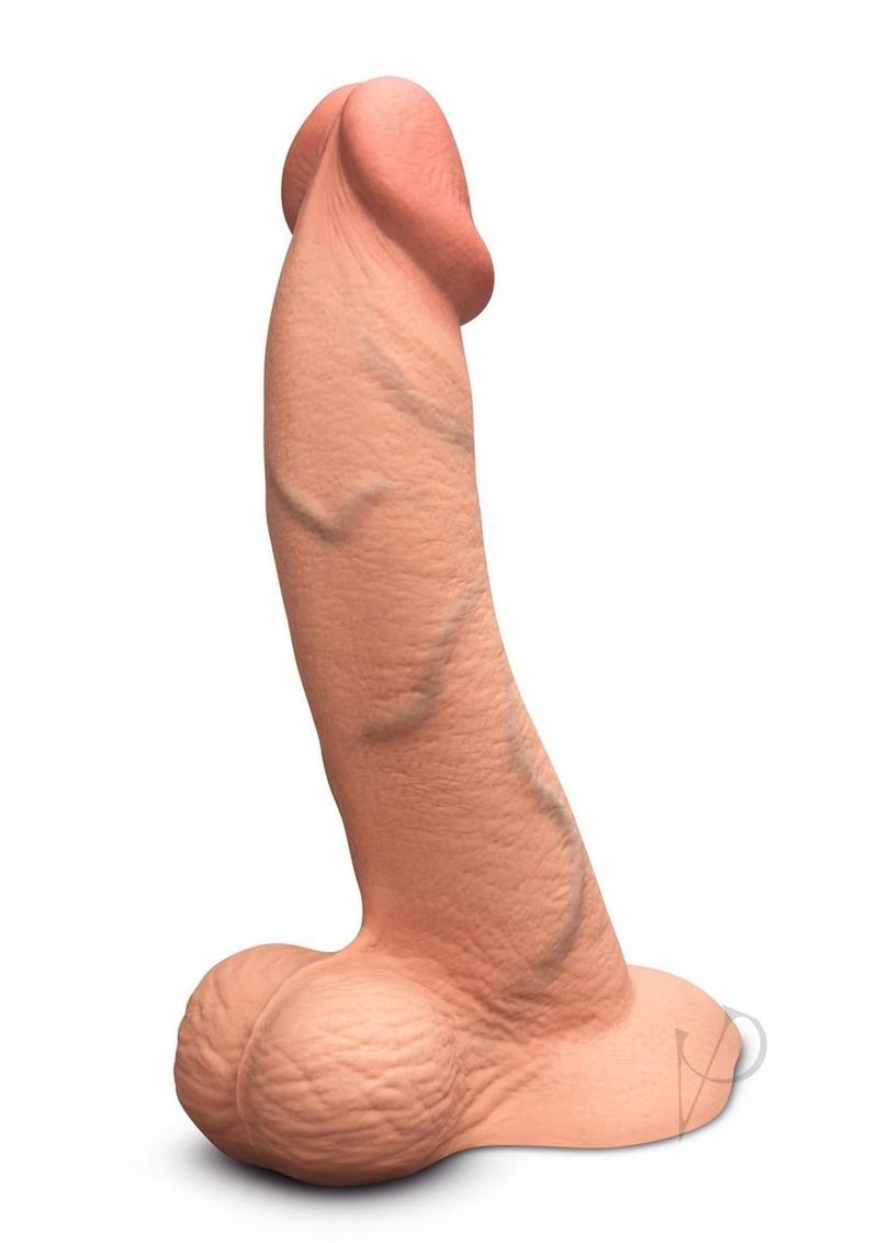 B-Vibe Slipskin Realistic Silicone Curved Dildo 10in - Caramel