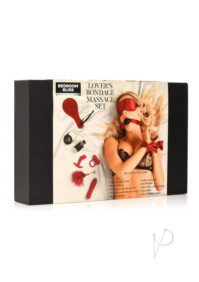 Bedroom Bliss Lover's Bondage Massage Set - Red/Black