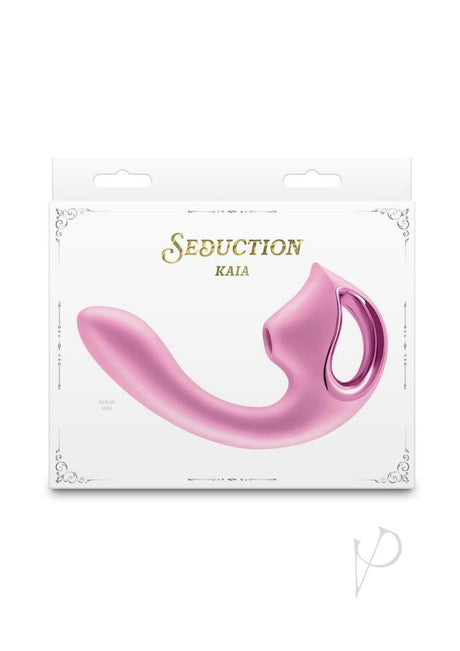 Seduction Kaia Rechargeable Silicone Dual Vibrator with Air Pulse Clitoral Stimulator - Pink