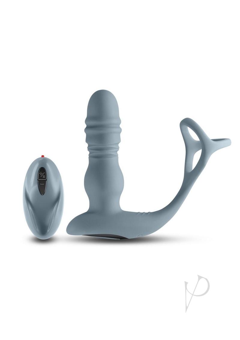 Renedage The Handyman Rechargeable Silicone Cock Ring and Prostate Massager with Remote Control - Gray