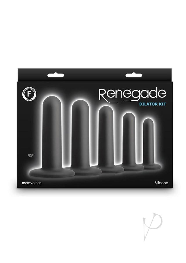 Renegade Dilator Kit Silicone Anal Plugs with Suction Cups (5 Piece) - Black